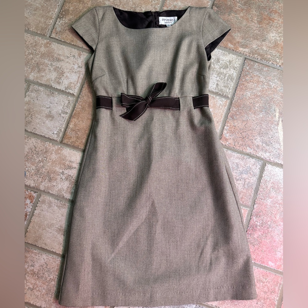 Studio I Brown Dress with Bow Accent